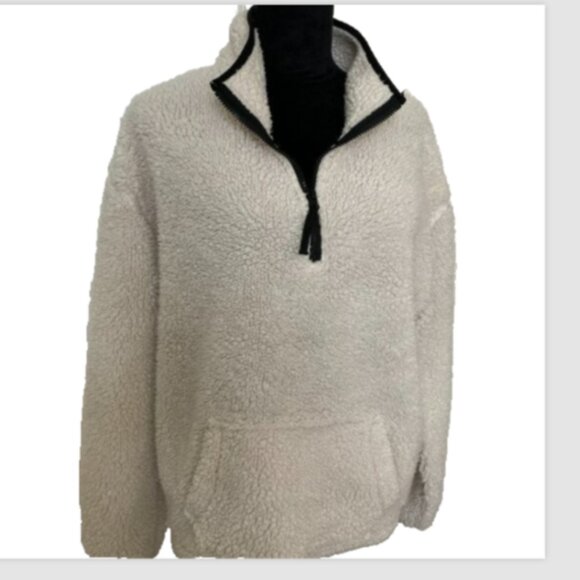 No Boundaries Womens White Sherpa Recycled Polyester Pullover Hoodie XXL Winter - Picture 1 of 11